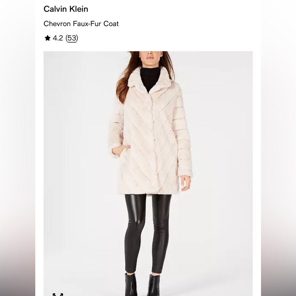 Calvin Klein chevon faux fur coat-S